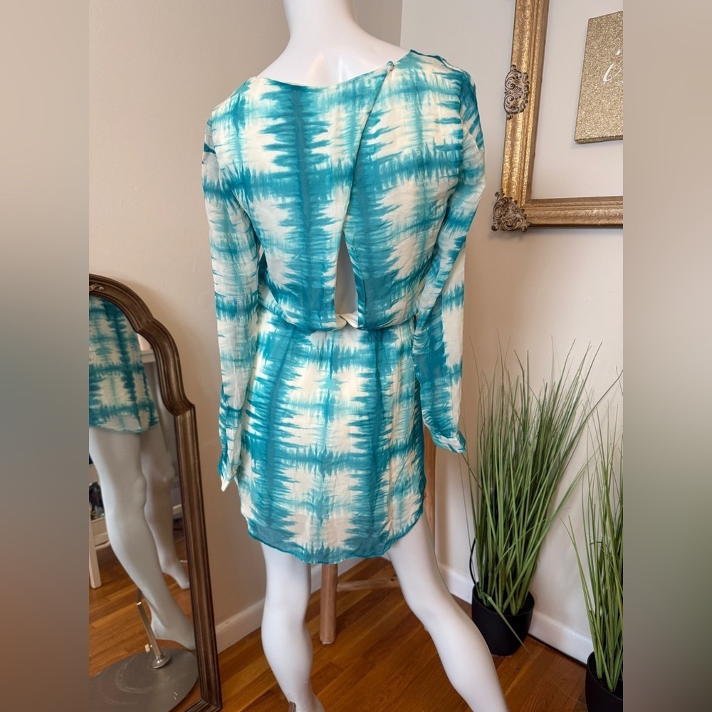 Rory Becca Revolve Ladera Open Back Teal Tie-Dye Long Sleeve Dress Small - Picture 8 of 8